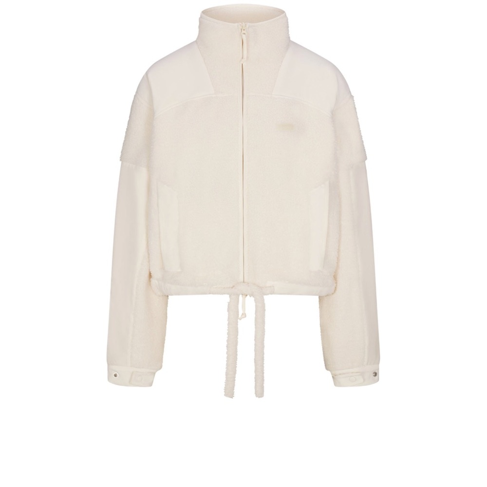 SKIMS NWT boxy zip up Sherpa Ecru Cream Teddy Jacket with Funnel Collar